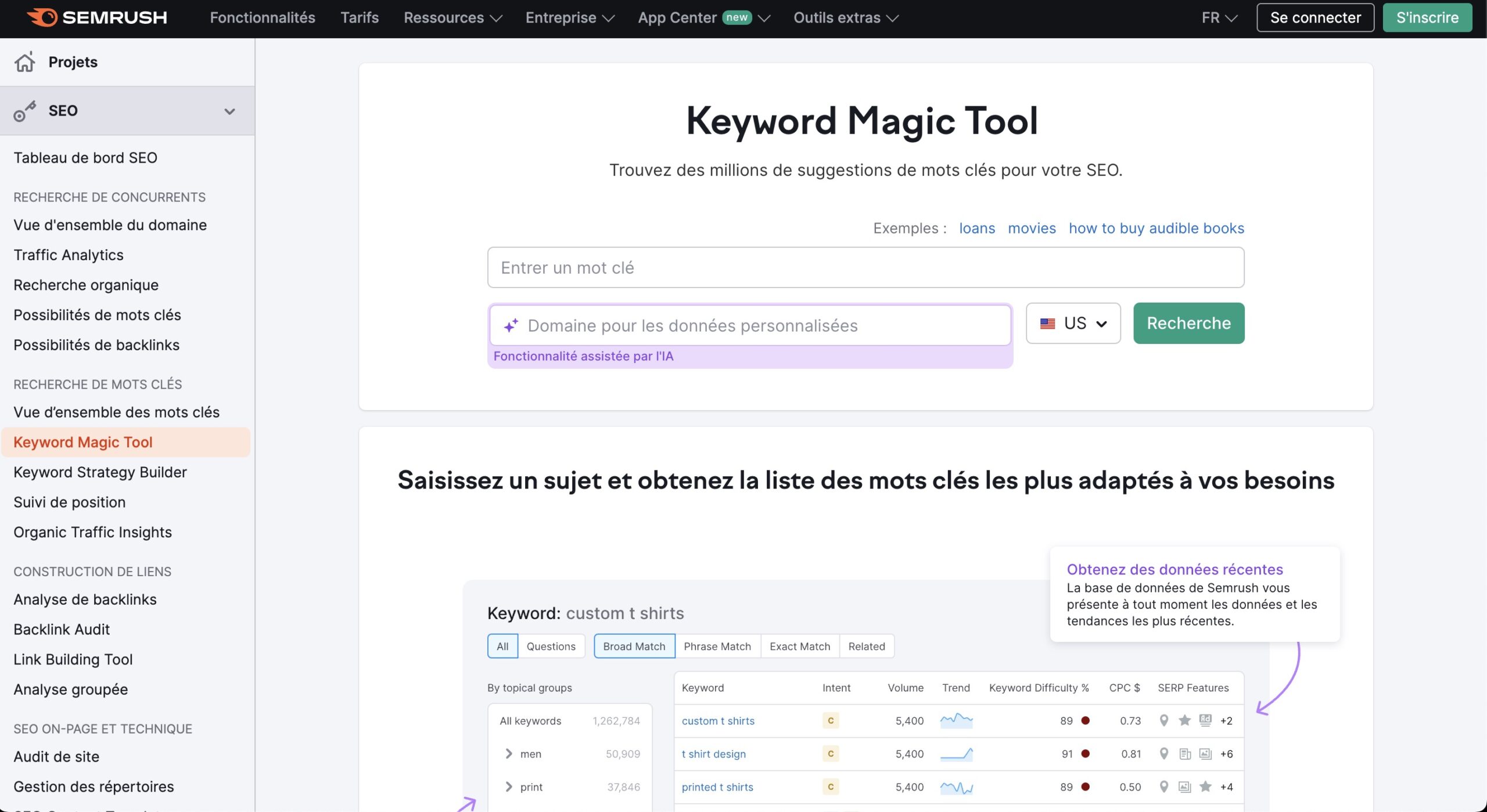 Keyword Magic Tool