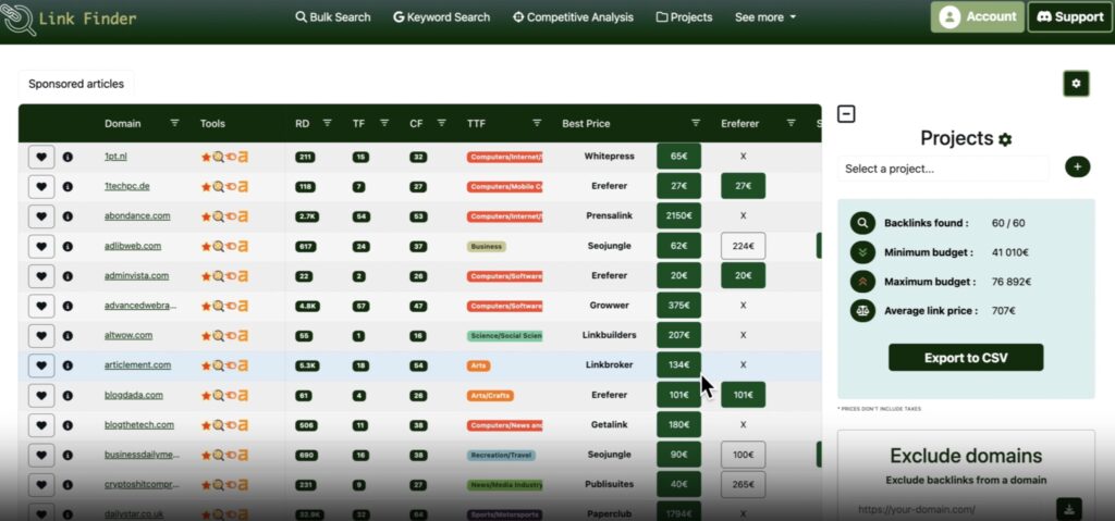 Un comparatif sur Link Finder